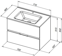 Aquanet Тумба под раковину Алвита New 70 2 ящика подвесная дуб веллингтон белый – фотография-10